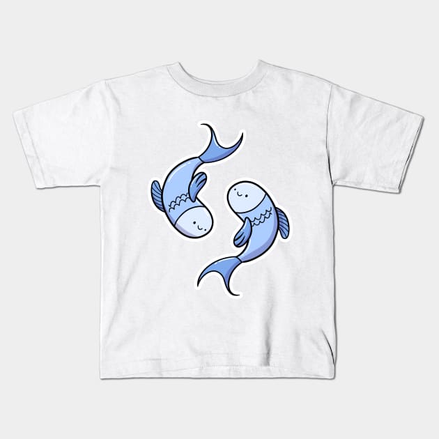 Cute Pisces Fish Zodiac Star Sign Symbol Kids T-Shirt by fizzyllama